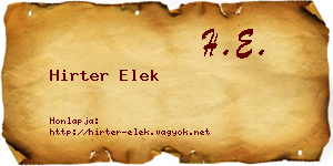 Hirter Elek névjegykártya